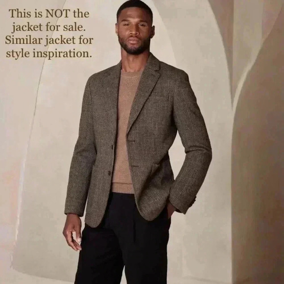 Vintage Curlee Blazer Fitted Jacket Men’s Suit Coat Houndstooth Tweed Academia - Picture 3 of 16